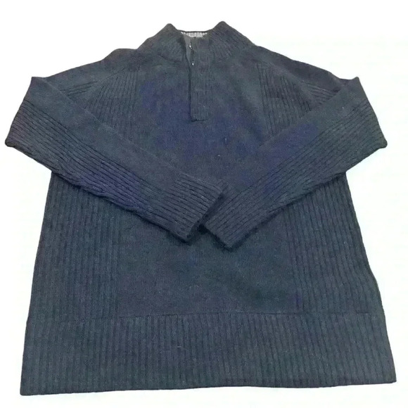 Men’s sandstone 100% Wool navy Blue Pullover Sweater Size m - Picture 2 of 5